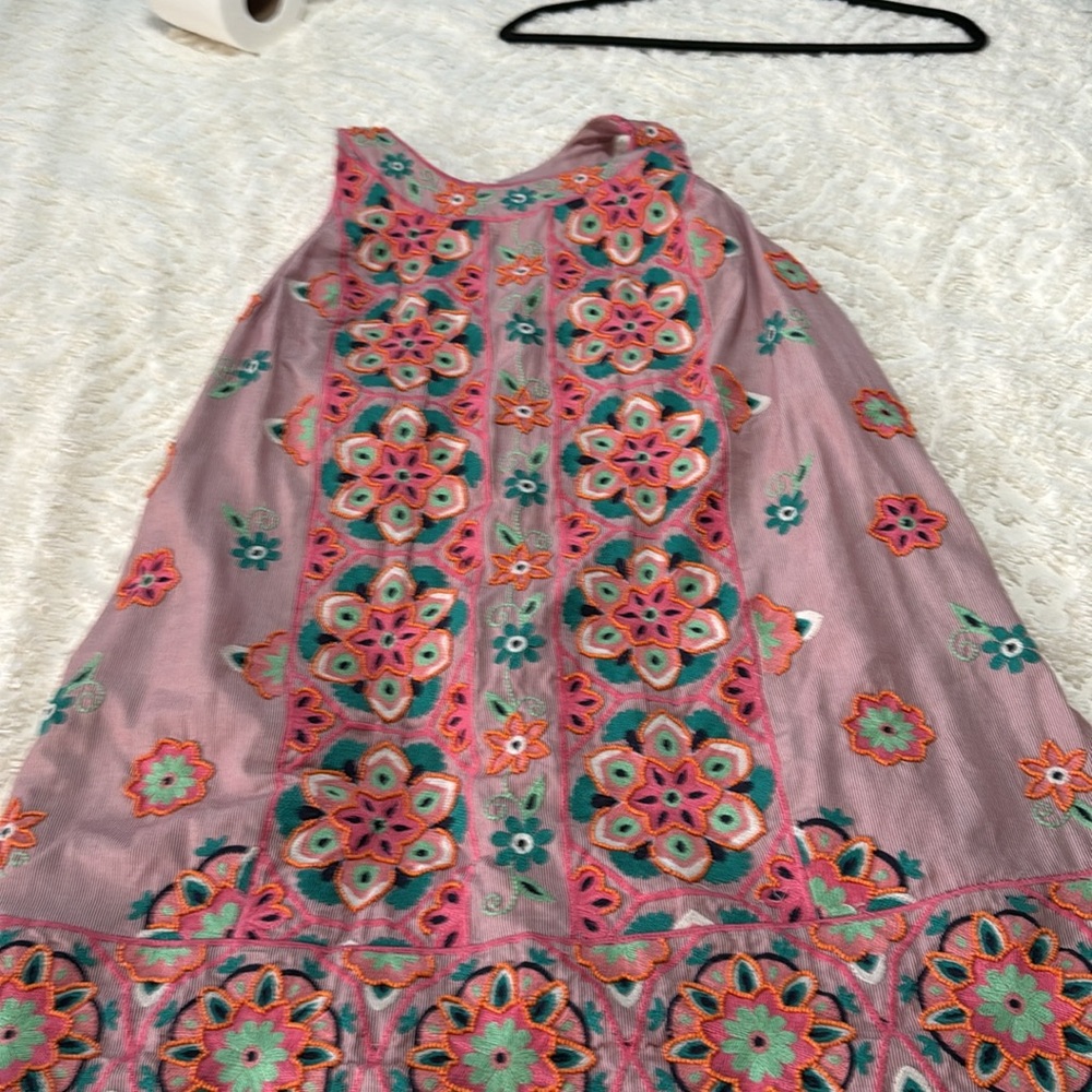 Anthropologie Floral Embroidered Mini Dress - Pink and Orange - Picture 13 of 13